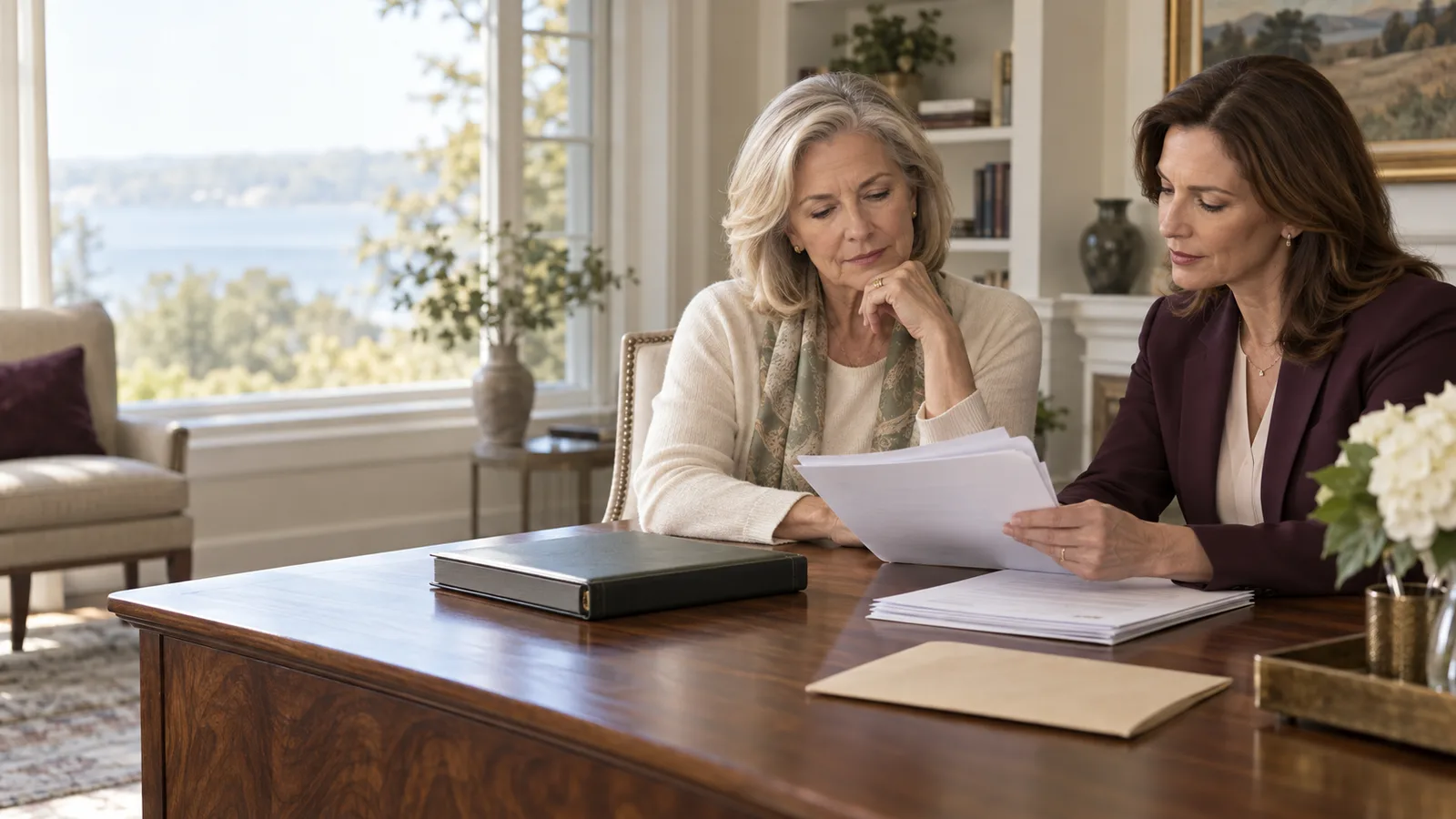 A widow and estate-tax professional separating life-insurance benefit and interest records