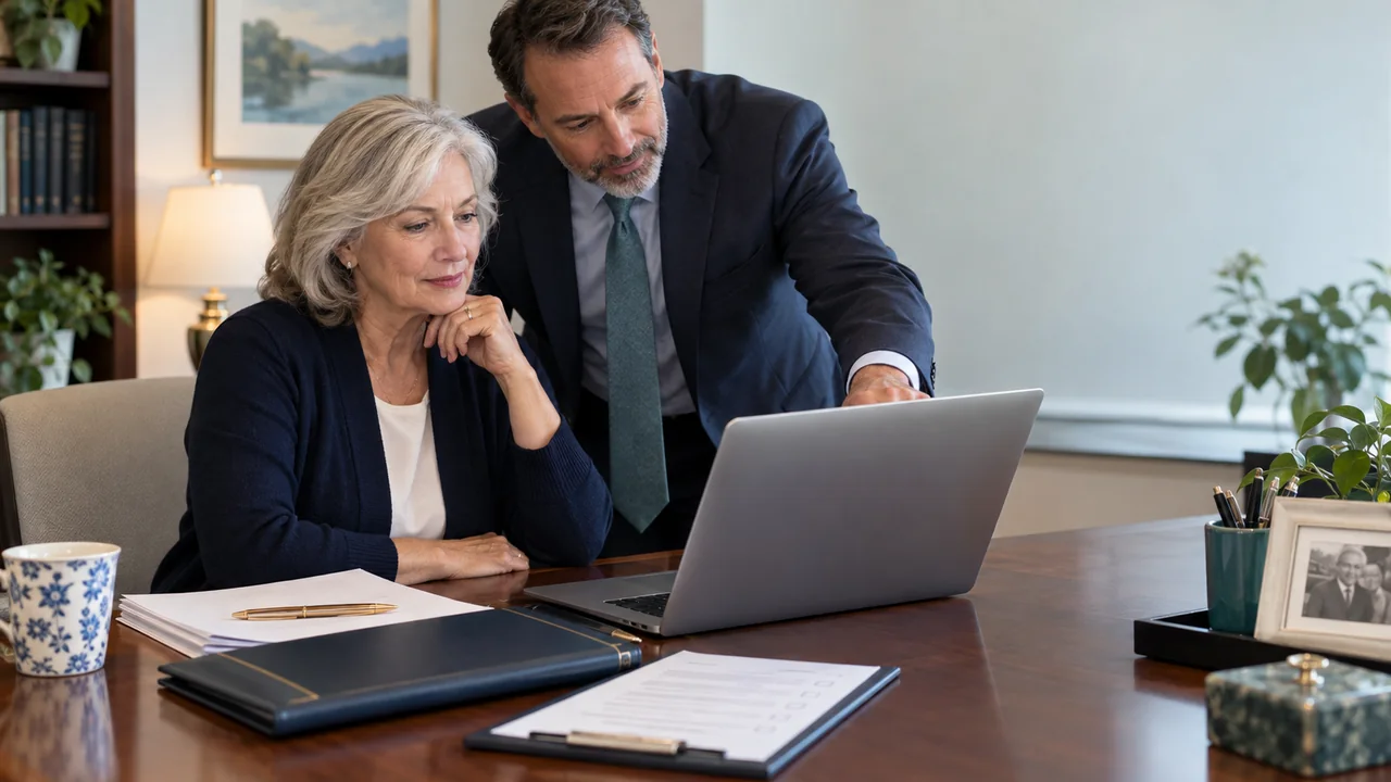 A widow and tax adviser securely prepare an online estate EIN application